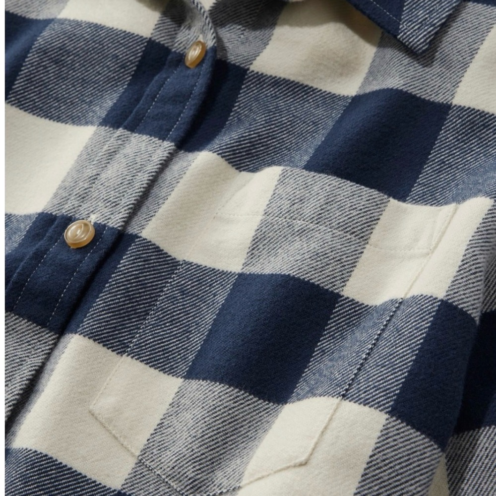 L.L. Bean Navy and Cream Checkered Button-Down Shirt - Picture 5 of 7